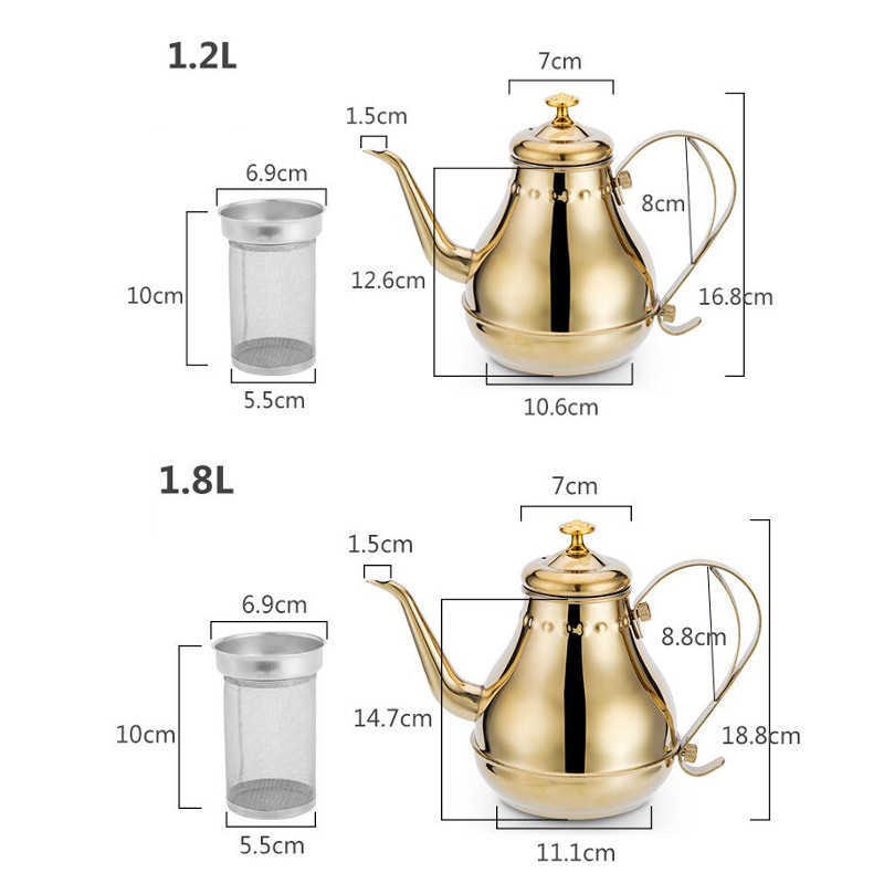 1.2L/1.8L Household Stainless Steel Oil Can Olive Sauce Dispenser Tea Coffee Pot Teapot Kettle Leakproof Container With Filter 210813