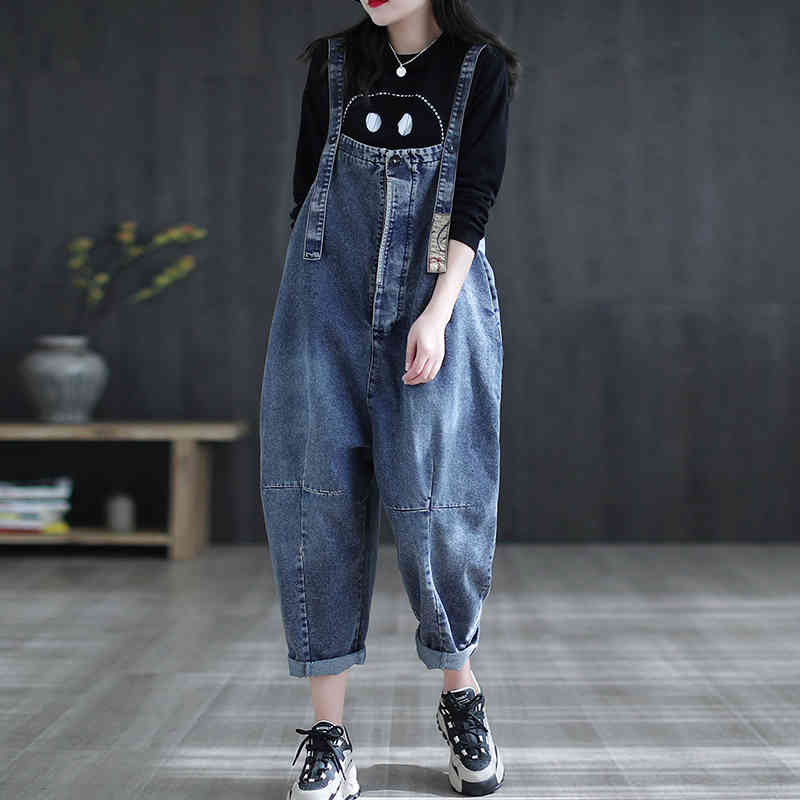 Johnature Women Denim Ankle-Length Jumpsuits Casual Pockets Vintage Summer Clothes Loose All-match Jumpsuits 210521, Style 1
Johnature Women Denim Ankle-Length Jumpsuits Casual Pockets Vintage Summer Clothes Loose All-match Jumpsuits 210521, Style 1