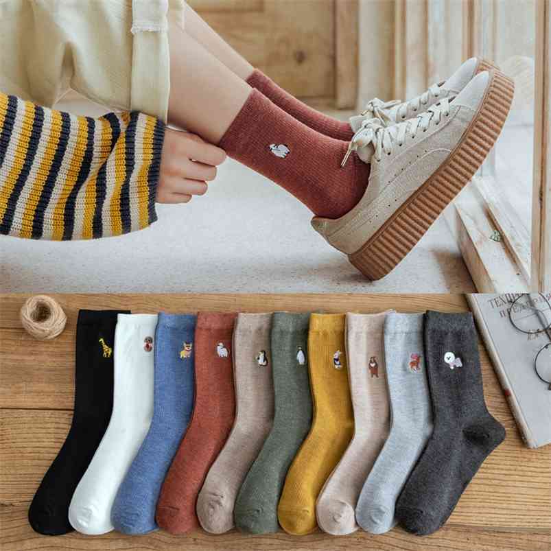 10 pieces = 5 pair Socks Solid Color Cotton Style for Autumn and Winter Embroidery Cute Animal Sock 210720, Multi
10 pieces = 5 pair Socks Solid Color Cotton Style for Autumn and Winter Embroidery Cute Animal Sock 210720, Multi