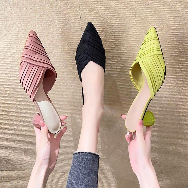 Slippers SLHJC 2021 Summer Women Heels Shoes Pointed Toe Slip On Spike Heel High Sandals, Black
Slippers SLHJC 2021 Summer Women Heels Shoes Pointed Toe Slip On Spike Heel High Sandals, Black