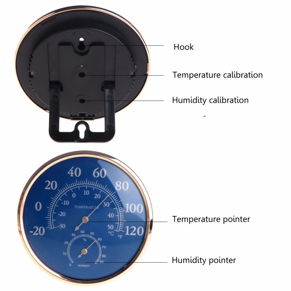 Dial Thermometer Size Round Thermometer Hygrometer Temperature Humidity Monitor Meter Gauge Blue
