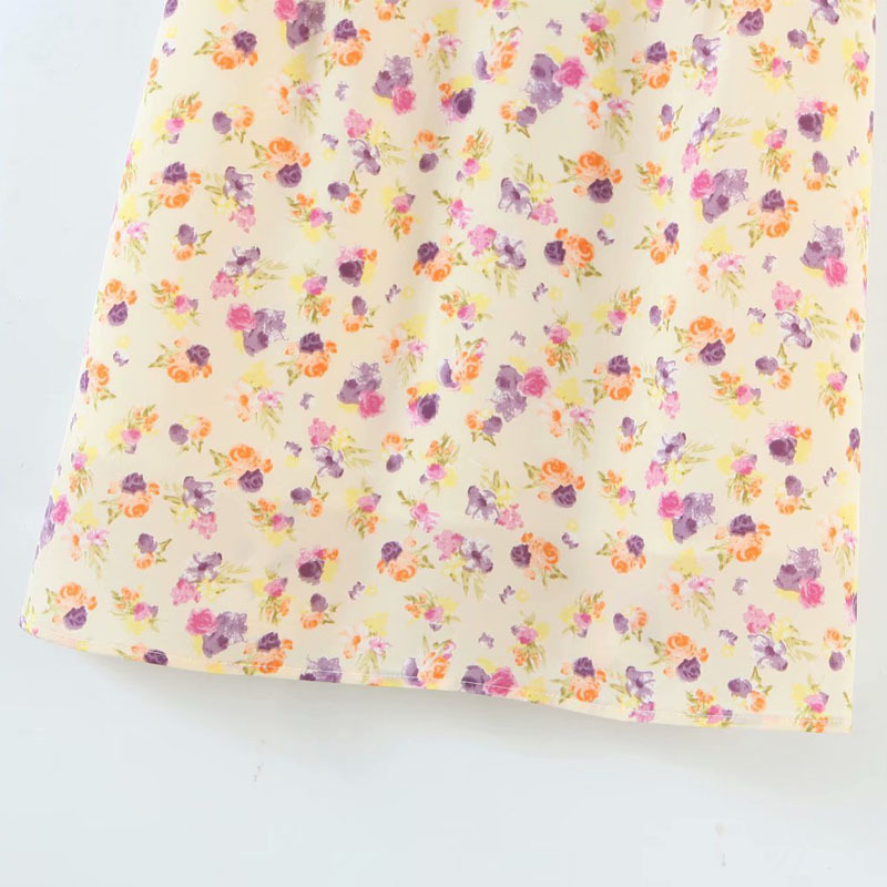 Vintage Square Collar Short Sleeve Floral Women Dress Fashion Puff Sleeve Refreshing Draw Back Slim Chic Female Mini Dresses 210507