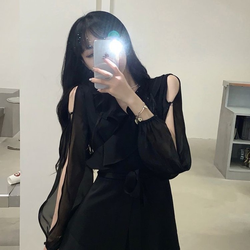 Summer Elegant Mini Dress Woman Dress Korean Elegant Party Beach Dress Female Lantern Sieeve Office Lady V-Neck 210521