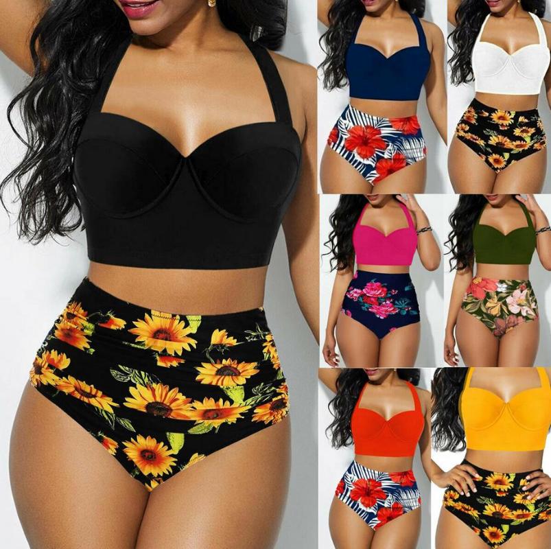 One-Piece Suits Women Two Pieces Bikini Set Sunflower Lace Up Halter Tankini High Waist Swimwear Swimsuit Ladies Summer Beachwear Bathing Su
One-Piece Suits Women Two Pieces Bikini Set Sunflower Lace Up Halter Tankini High Waist Swimwear Swimsuit Ladies Summer Beachwear Bathing Su