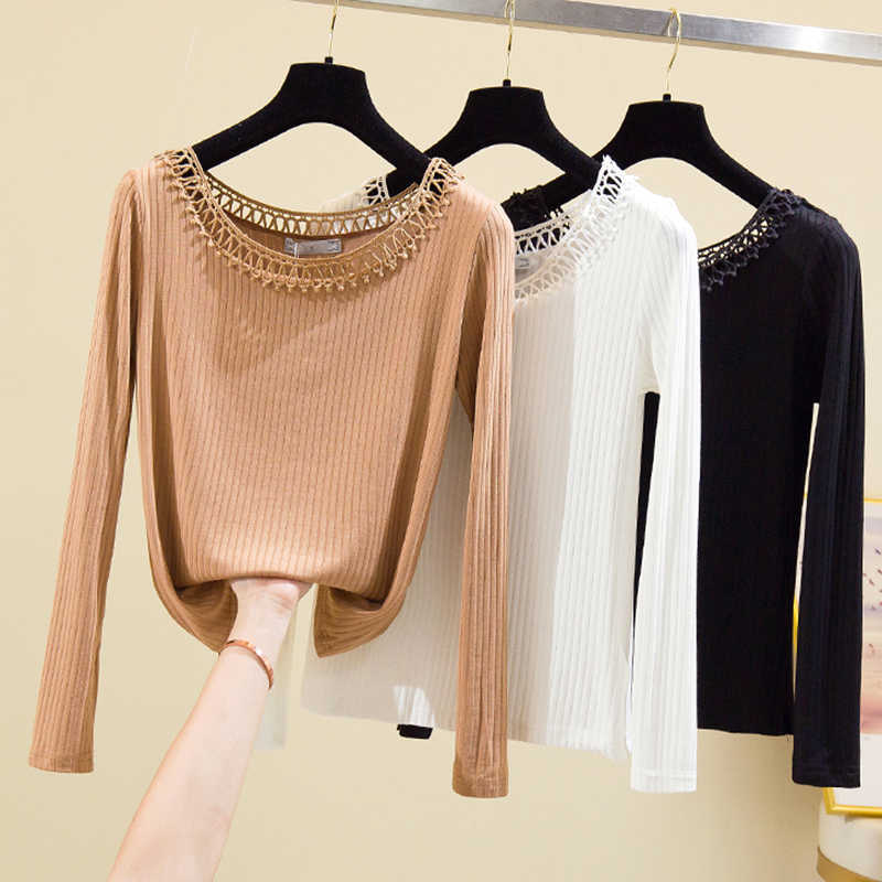 Shintimes Lace Hollow Out T-Shirt Female Long Sleeve Autumn Womens Tops Korean Clothes T Women Tshirt Tee Femme 210615, Coffee t shirt
Shintimes Lace Hollow Out T-Shirt Female Long Sleeve Autumn Womens Tops Korean Clothes T Women Tshirt Tee Femme 210615, Coffee t shirt