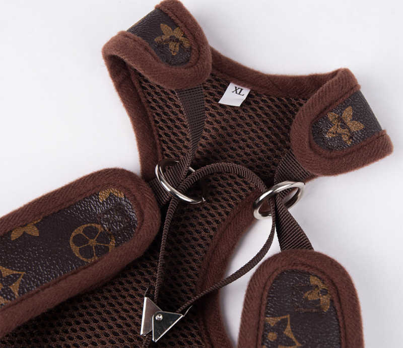 The newest pet chest back dog leash suit leather Necklace Collar Collars Sets Outdoor Durable