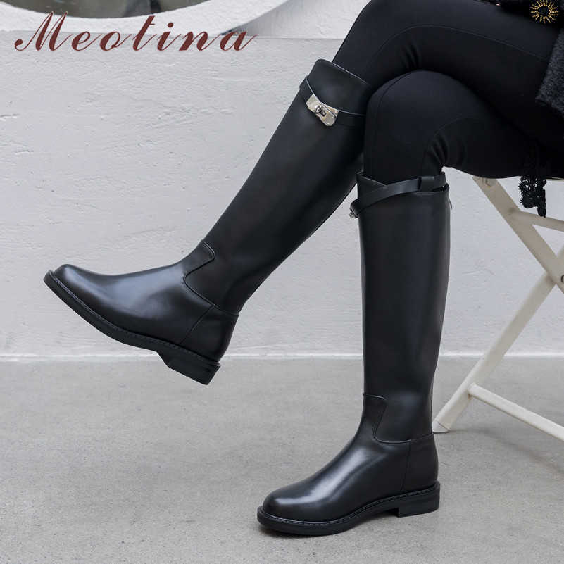 Meotina Riding Boots Women Shoes Buckle Real Leather Mid Heel Knee-High Boots Zip Block Heels Lady Long Boots Autumn Winter 42 210608, Black synthetic lin
Meotina Riding Boots Women Shoes Buckle Real Leather Mid Heel Knee-High Boots Zip Block Heels Lady Long Boots Autumn Winter 42 210608, Black synthetic lin