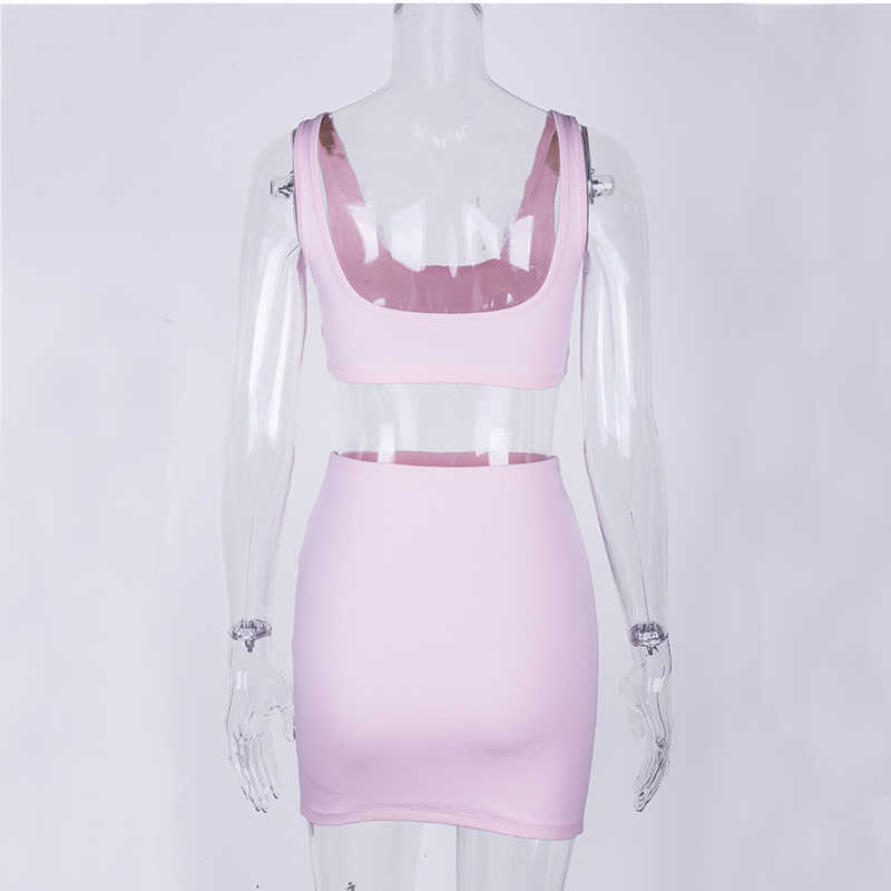 Colysmo 2 Layers Pink Summer Dress Women Sexy Bodycon Party Mini White Two Piece Casual Sleeveless Robe Femme 210527