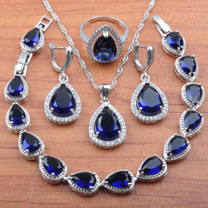 Earrings & Necklace Water Drop Blue Cubic Zirconia Wedding Jewelry Sets For Women Silver Color And Bracelet Ring Set JS0105
Earrings & Necklace Water Drop Blue Cubic Zirconia Wedding Jewelry Sets For Women Silver Color And Bracelet Ring Set JS0105