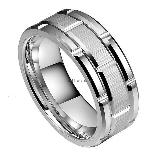 Gold Groove Ring Band Stainless Steel Finger Tail Hiphop Wedding Bands Women Men Fashion Jewelry Gift
