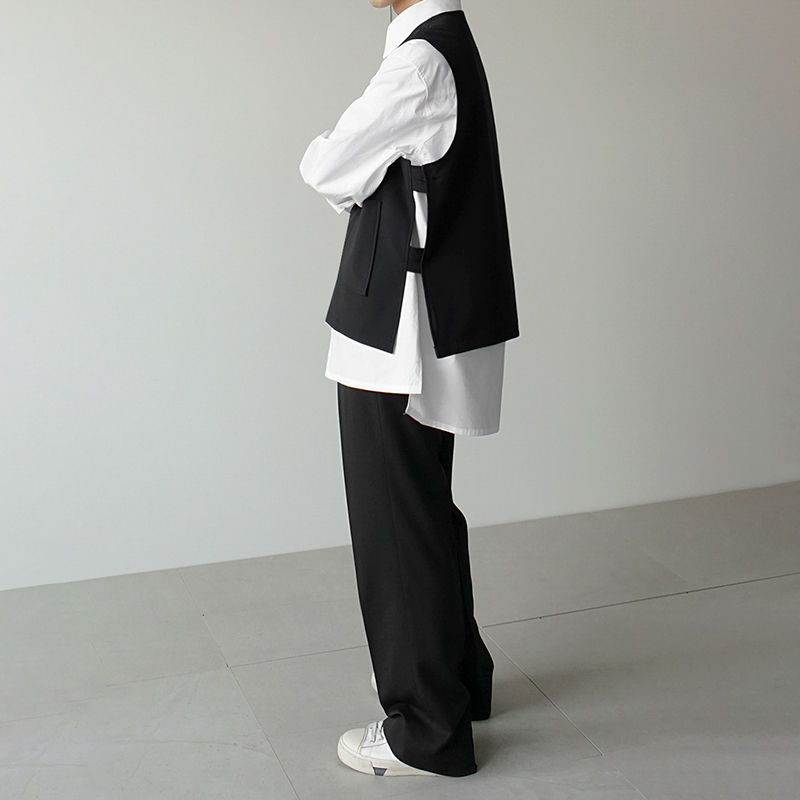 IEFB Spring V-neck Vest Korean Fashion Loose Sleeveless Sweatshirt Fabric Waistcoat Men's Tops Causal Clothes 9Y5674 210524