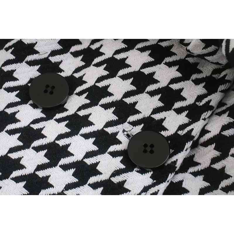 fashion houndstooth women coats autumn bow belt ladies jackets casual female long loose gilrs chic jacket 210430
