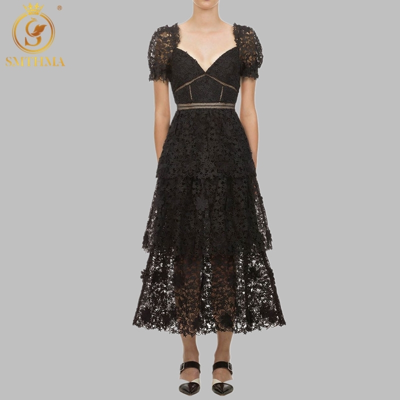 Arrive Black Lace Long Dress Sexy V Neck Self Portrait Women Three-Dimensional Short sleeve Summer es 210520, Photo color
Arrive Black Lace Long Dress Sexy V Neck Self Portrait Women Three-Dimensional Short sleeve Summer es 210520, Photo color