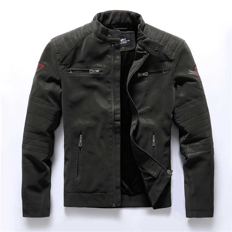 Winter Mens Bomber Jackets Casual Military Male Outwear Fleece Thick Warm Windbreaker Jacket Mens Pu Leather Baseball Coats 211009
