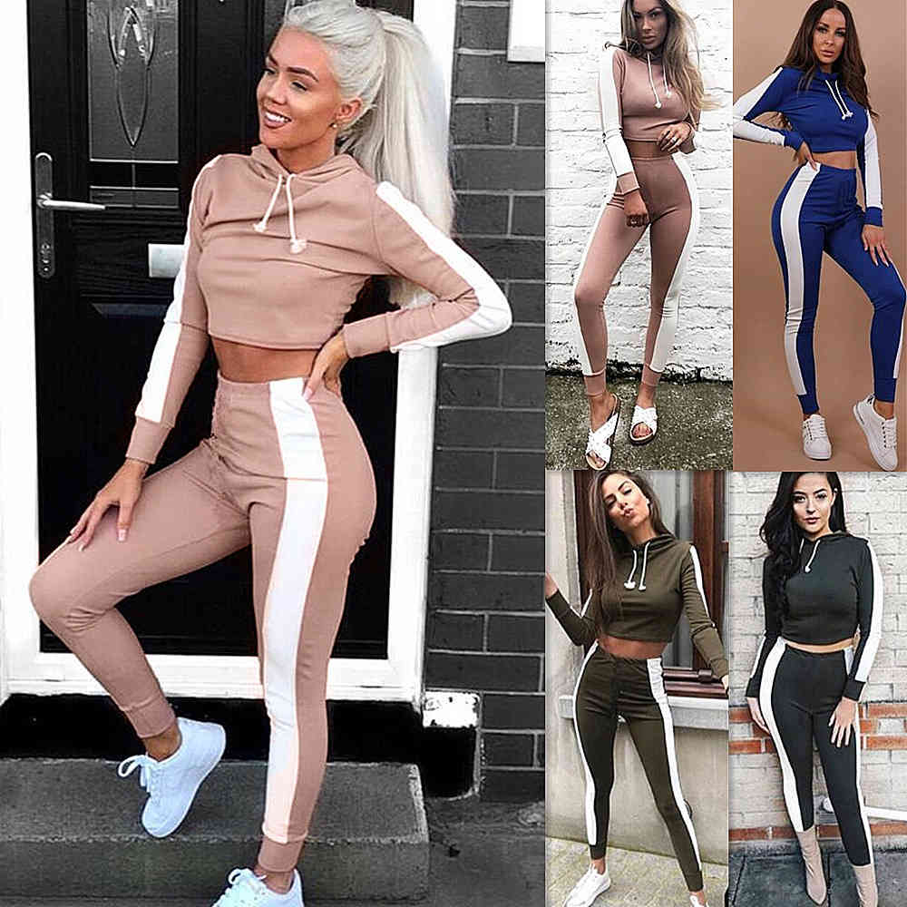 tracksuits sportswear 2021 autumn and winter women's pullover hooded long sleeve color matching leisure sports suit, Gray
tracksuits sportswear 2021 autumn and winter women's pullover hooded long sleeve color matching leisure sports suit, Gray