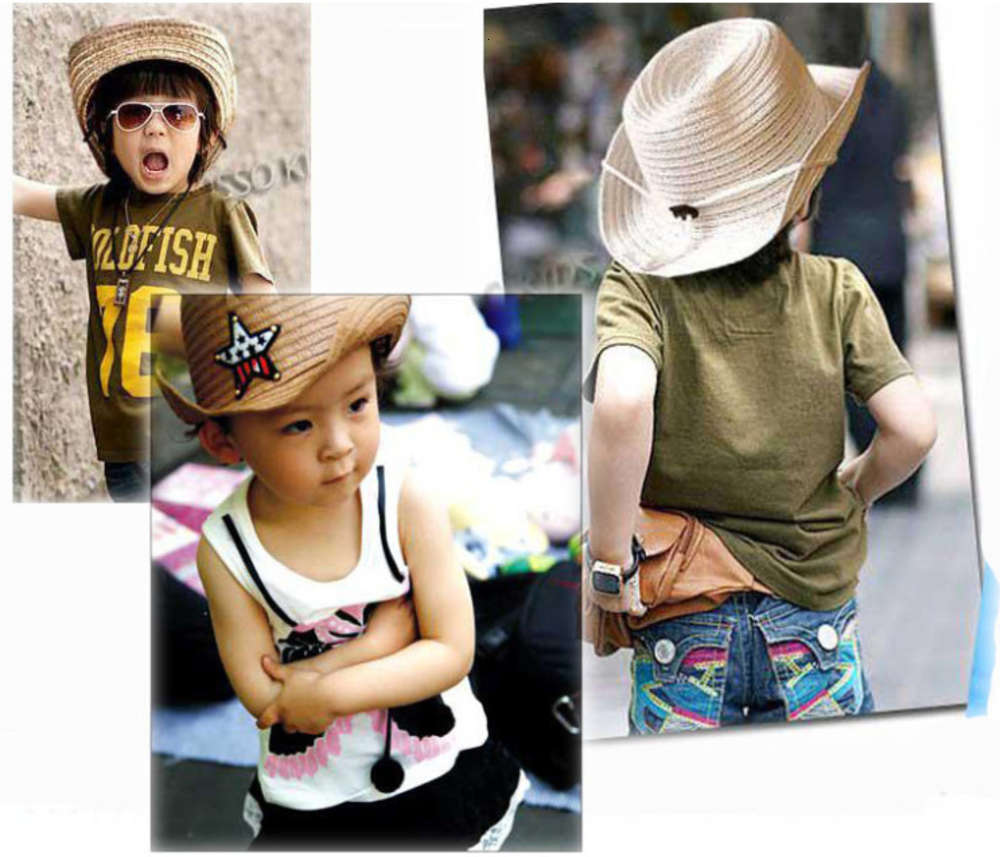Summer children's Jazz Top Hat five pointed star cowboy hat straw sun performance stage, Yellow
Summer children's Jazz Top Hat five pointed star cowboy hat straw sun performance stage, Yellow
