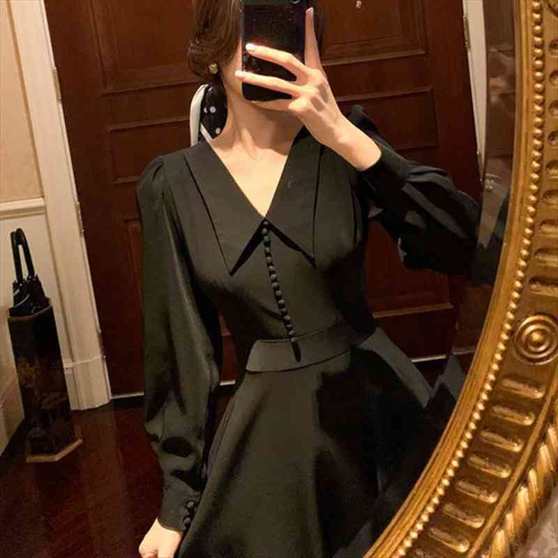 French Vintage Midi Office Women Dresses Long Sleeve Retro Black Party One Piece Korean Fashion Autumn, Black;gray
French Vintage Midi Office Women Dresses Long Sleeve Retro Black Party One Piece Korean Fashion Autumn, Black;gray