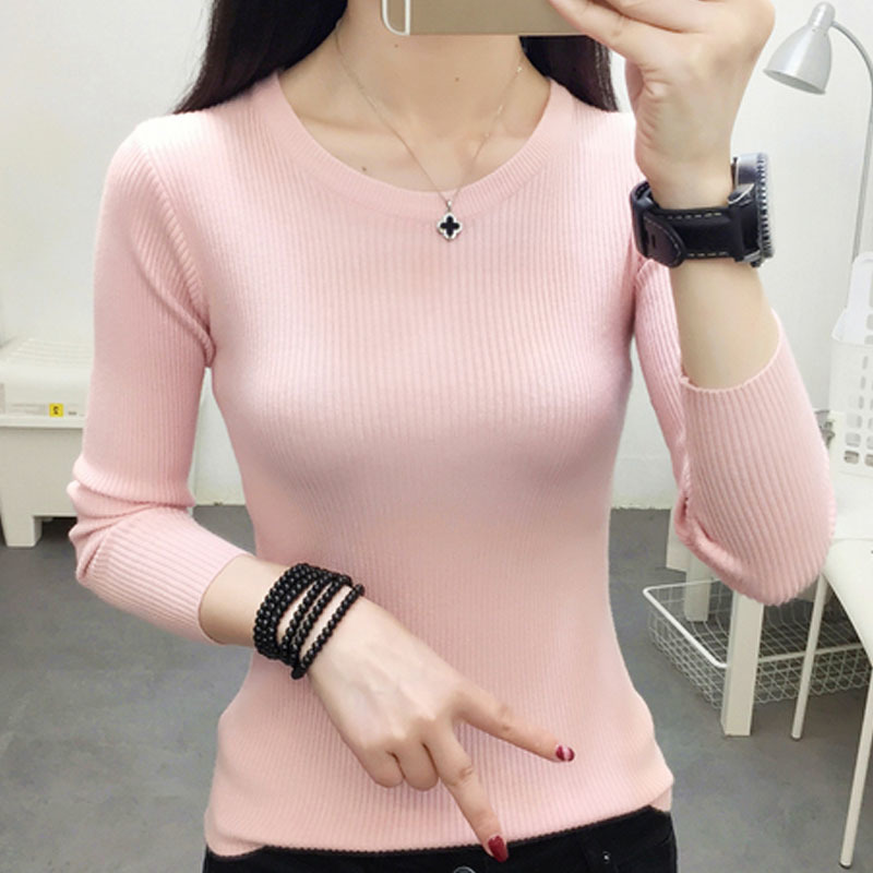 Women Sweater Long Sleeve O-neck Knitted Solid Color Soft Winter Thin Casual Pullover 5800 50 210508