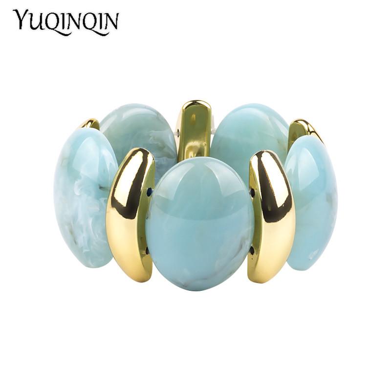 Beaded, Strands Classic Round Resin Cuff Fashion Bracelets Bangles For Women Stretch Acrylic Gold Metal Wide Female Charm Jewelry, Black 
Beaded, Strands Classic Round Resin Cuff Fashion Bracelets Bangles For Women Stretch Acrylic Gold Metal Wide Female Charm Jewelry, Black