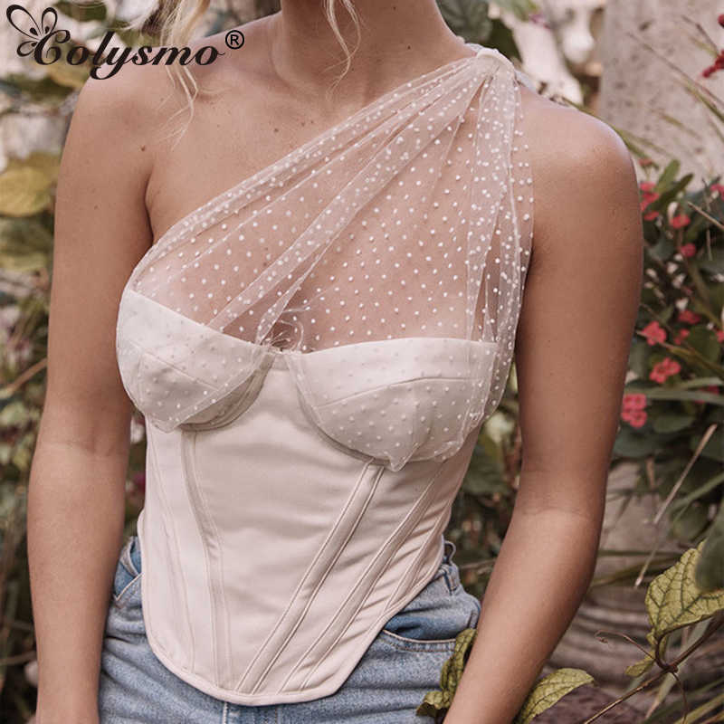 Colysmo Vintage Crop Top Women Boned Bustier One Shoulder Polka Dot See Through Mesh Summer Tops Sexy Corset Cropped White 210527, Black
Colysmo Vintage Crop Top Women Boned Bustier One Shoulder Polka Dot See Through Mesh Summer Tops Sexy Corset Cropped White 210527, Black