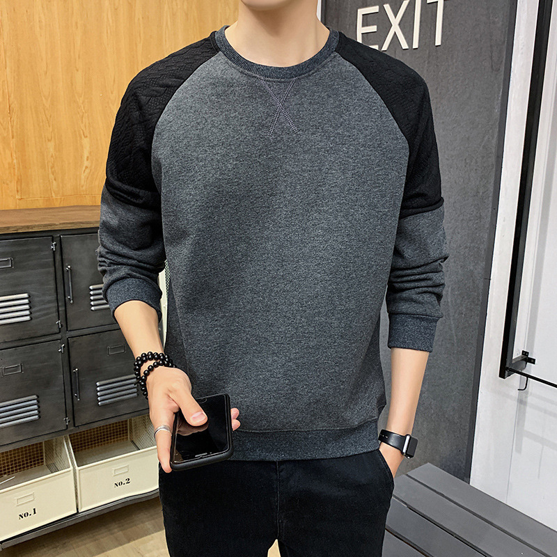 Tracksuits fashion round neck for Men's sweater, Dark gray