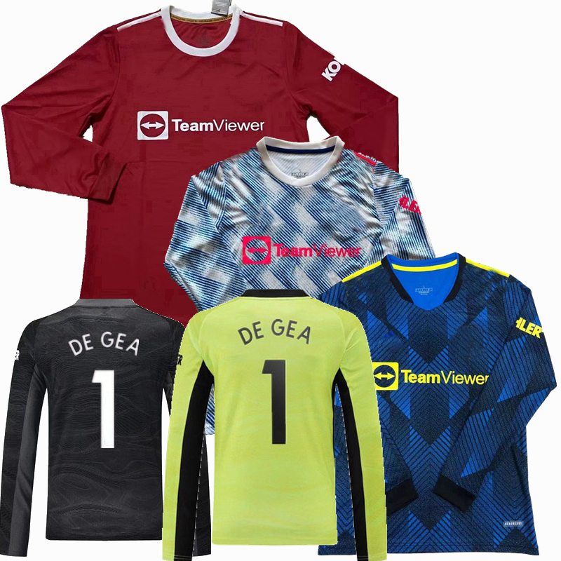 Long sleeve Manchester B.FERNANDES soccer jerseys sancho MAGUIRE LINGARD CAVANI R.VARANE RASHFORD MARTIAL SHAW FRED DE GEA goalkeeper football shirts 2021 2022, 3rd long sleeve+patch