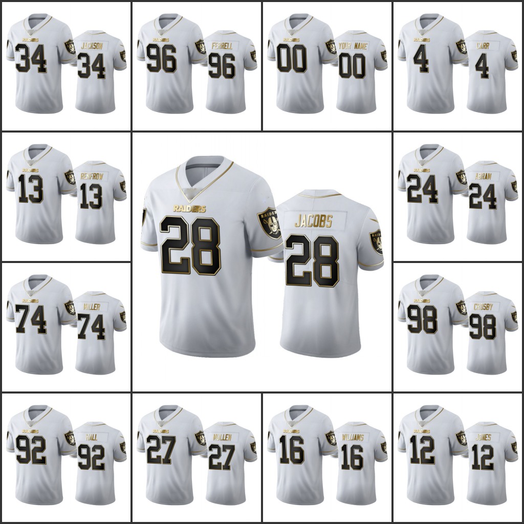 Las VegasRaidersMen #4 Derek Carr 28 Josh Jacobs 34 Bo Jackson 16 Tyrell Williams Women Youth White 100th Season Golden Edition Jersey
Las VegasRaidersMen #4 Derek Carr 28 Josh Jacobs 34 Bo Jackson 16 Tyrell Williams Women Youth White 100th Season Golden Edition Jersey