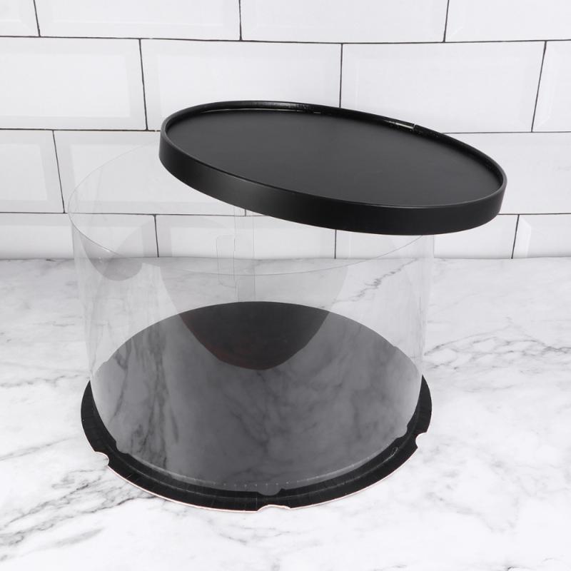Cake Box Round Packaging Boxes Transparent Organizer For Home Dessert Shop (Black, Single-layer) (8inch) Gift Wrap