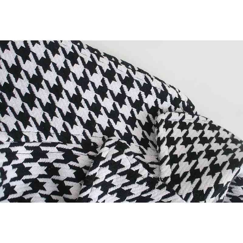 fashion houndstooth women coats autumn bow belt ladies jackets casual female long loose gilrs chic jacket 210430