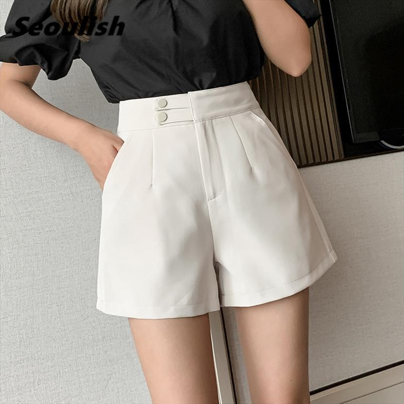 seoulish spring summer formal buttons women short high waist office casual solid workwear wide leg female, White;black
seoulish spring summer formal buttons women short high waist office casual solid workwear wide leg female, White;black