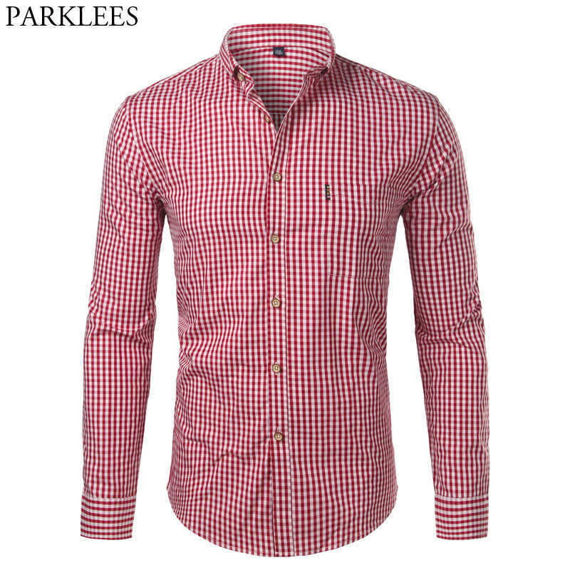 Mens Plaid Cotton Casual Slim Fit Long Sleeve Button Down Dress Shirts Fashion Men Work Business Brand Shirt Chemise Homme 210629, Red
Mens Plaid Cotton Casual Slim Fit Long Sleeve Button Down Dress Shirts Fashion Men Work Business Brand Shirt Chemise Homme 210629, Red