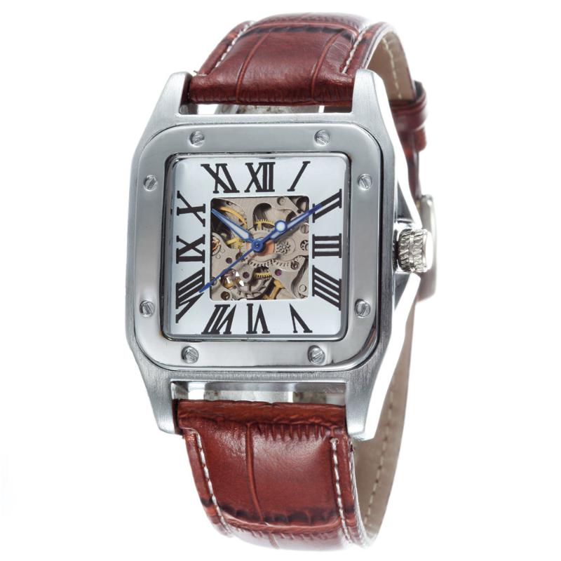 Wristwatches Goer Mechanical Watches Men Automatic Square Dial Digital Skeleton Watch Reloj Hombre, 0058white
Wristwatches Goer Mechanical Watches Men Automatic Square Dial Digital Skeleton Watch Reloj Hombre, 0058white