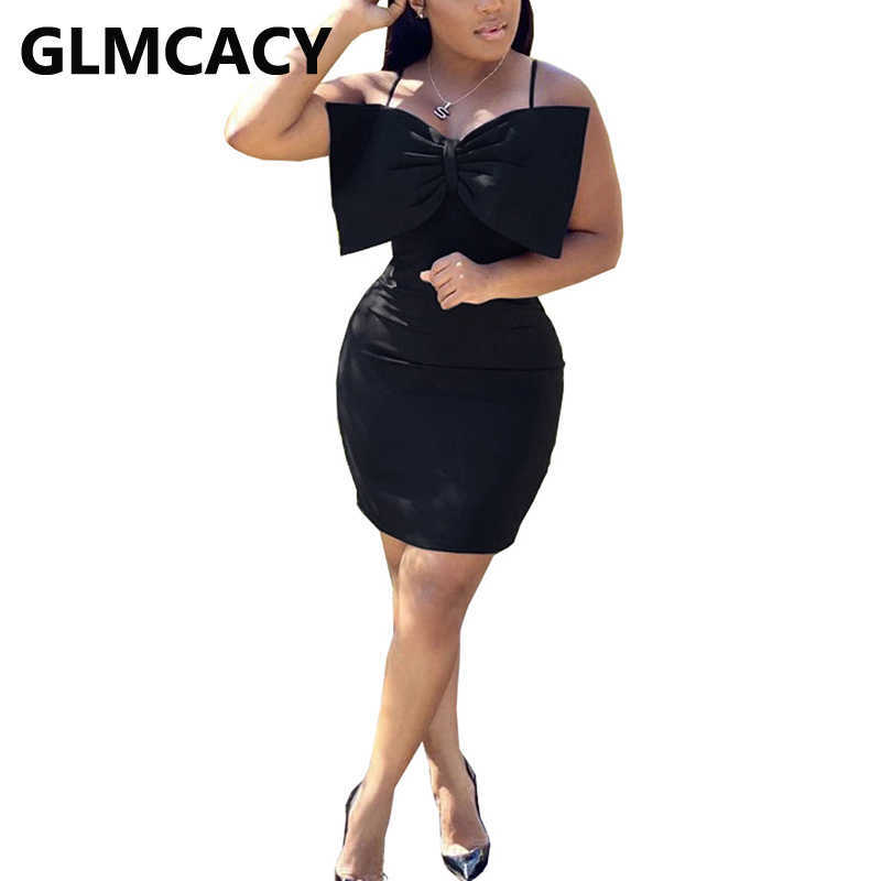 Spaghetti Strap Bowtie Bodycon Mini Dress 210702