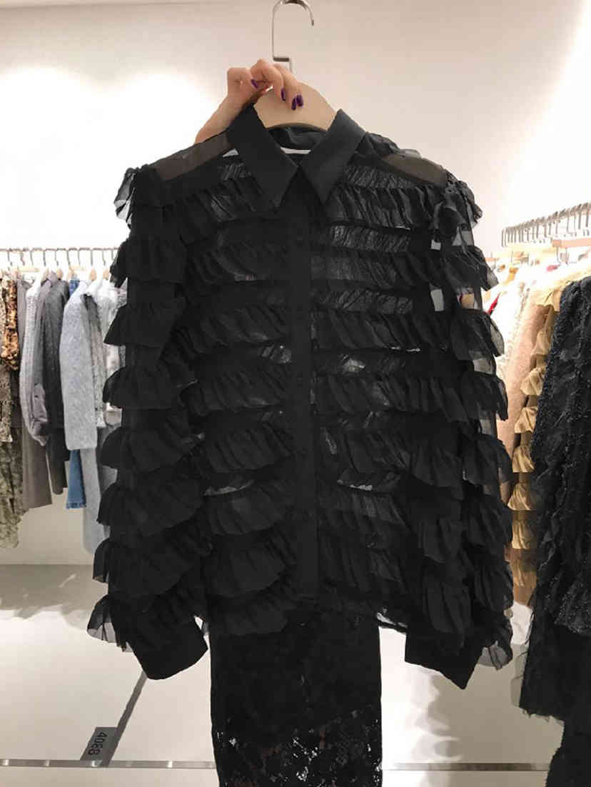 Nomikuma Women Blouse Spring Sweet Layered Ruffle Shirt Fashion New Elegant Long Sleeve Blusas Feminimo Tops 6D865 210427