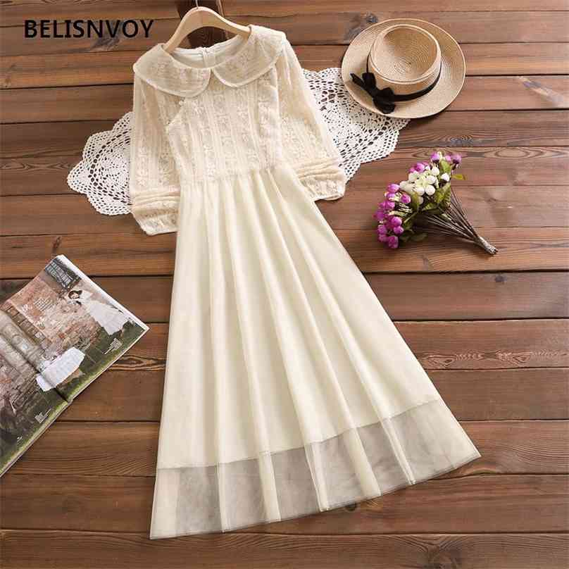 Vintage Lace Dress Women Puff Sleeve Peter Pan Collar es Elegant Spring Autumn Mesh Party High Waist Vestidos 210520, Khaki
Vintage Lace Dress Women Puff Sleeve Peter Pan Collar es Elegant Spring Autumn Mesh Party High Waist Vestidos 210520, Khaki