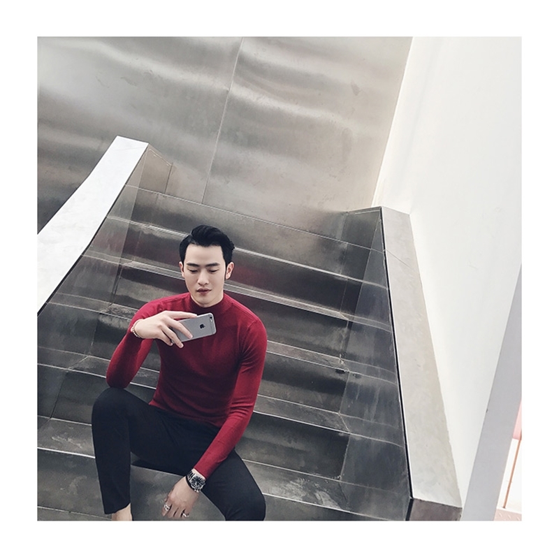 Personalized men sweater regular long sleeve round neck customize advertising sweater A832 male round V neck wine red blue 211018