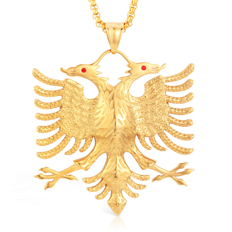 SOITIS Albania Flag Eagle Pendants Russian Emblem Necklace Coat of Arms Double Headed Eagle Stainless Steel Pendants Chain 210331