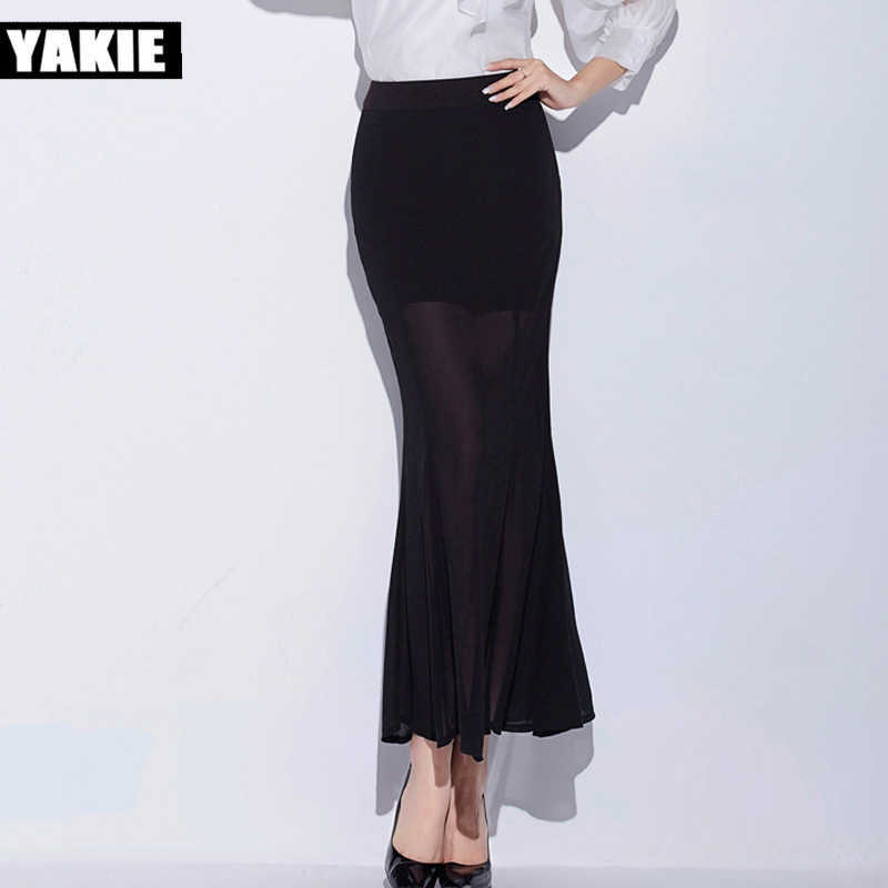 Long Skirts Plus Size Casual Women Fashion Fishitail Skirt Clothing Chic Sexy Lady Trumpet chiffon voile mermaid skirt 210608