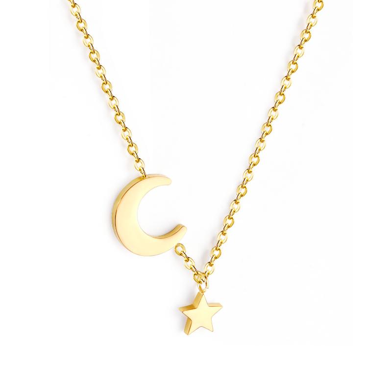 Pendant Necklaces 100% Stainless Steel Moon And Star Necklace For Women Gold/ Color Crescent Lune Clavicle Chain Metal Jewelry
Pendant Necklaces 100% Stainless Steel Moon And Star Necklace For Women Gold/ Color Crescent Lune Clavicle Chain Metal Jewelry