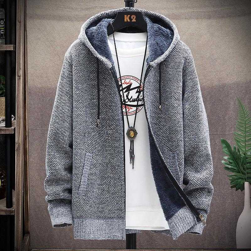 ZITY Sweater Cardigan Men's Autumn Hooded Zipper Fleece Coats Man Fashion Casual Solid Jumpers Fleece Jackets Slim Fit M-3XL 211008