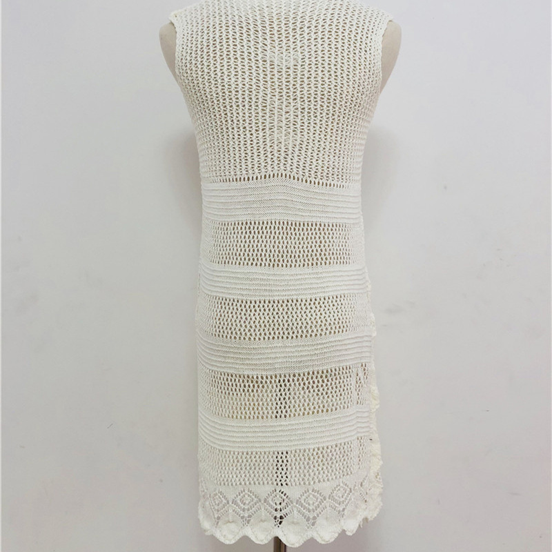 Crochet White Knitted Beach Cover up dress Tunic Pareos Bathing Suit cover Swim cover Robe Plage wear #Q446 210420