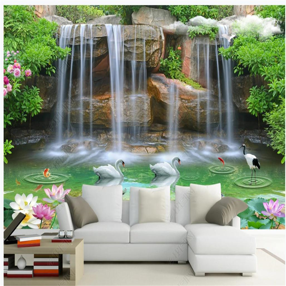Photo murals living room Landscape wallpaper painting 3D waterfall romantic stereo TV background wall
