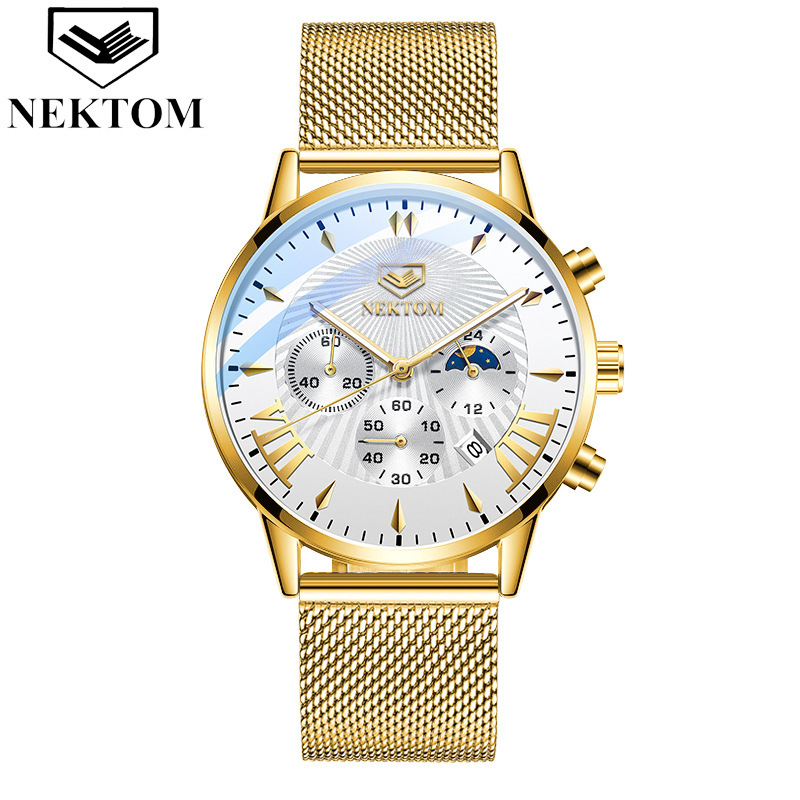 2021 new waterproof quartz moon phase six pin luminous fashion men's business Watch, All black rose nail
2021 new waterproof quartz moon phase six pin luminous fashion men's business Watch, All black rose nail