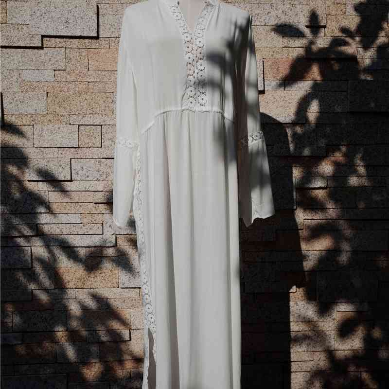 Cotton Beach Cover up Kaftans Sarong Bathing Suit s Pareos Swimsuit Womens Swim Wear Tunic #Q598 210420