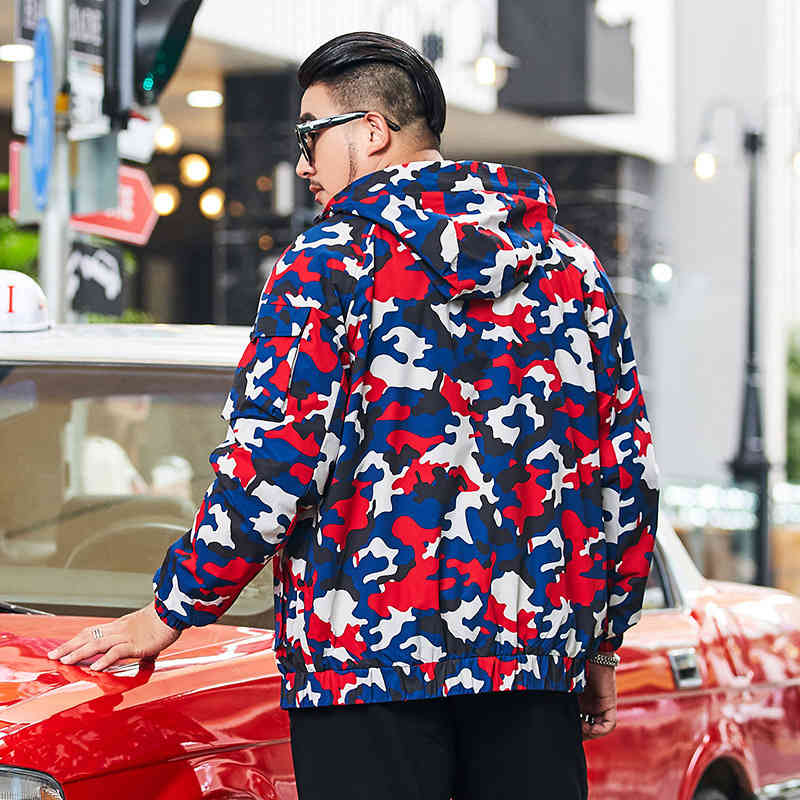 Plus Size Clothing Autumn Jacket Men Fashion Windbreaker Male Hooded Colorful Camouflage Coat 8XL 6XL 7XL Mens Jacket Large Size 210518