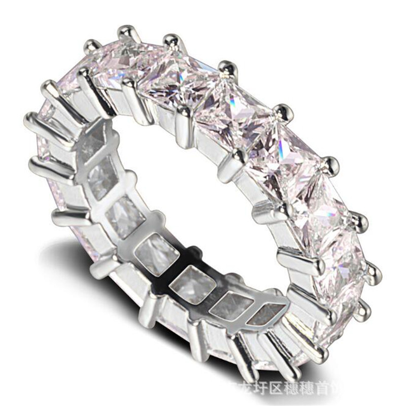 Sparkg Princess Cut Topaz Ring: Sterg Sier, Gold Fill, Wedding Band