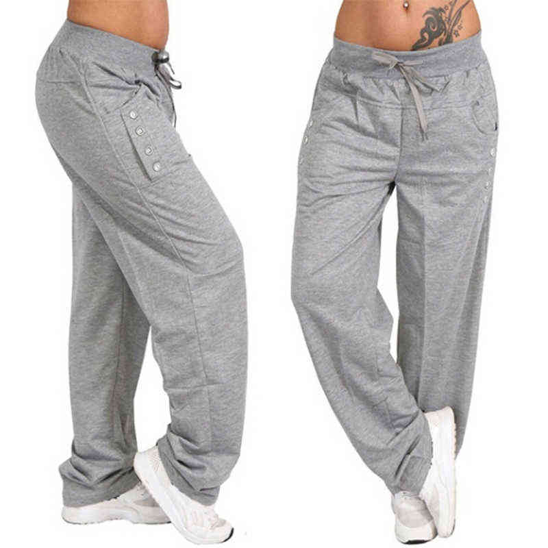 Spring Autumn Loose Casual Pants Women Black Gray Pantalones Mujer Pantalon Femme Jogger Trousers 211115