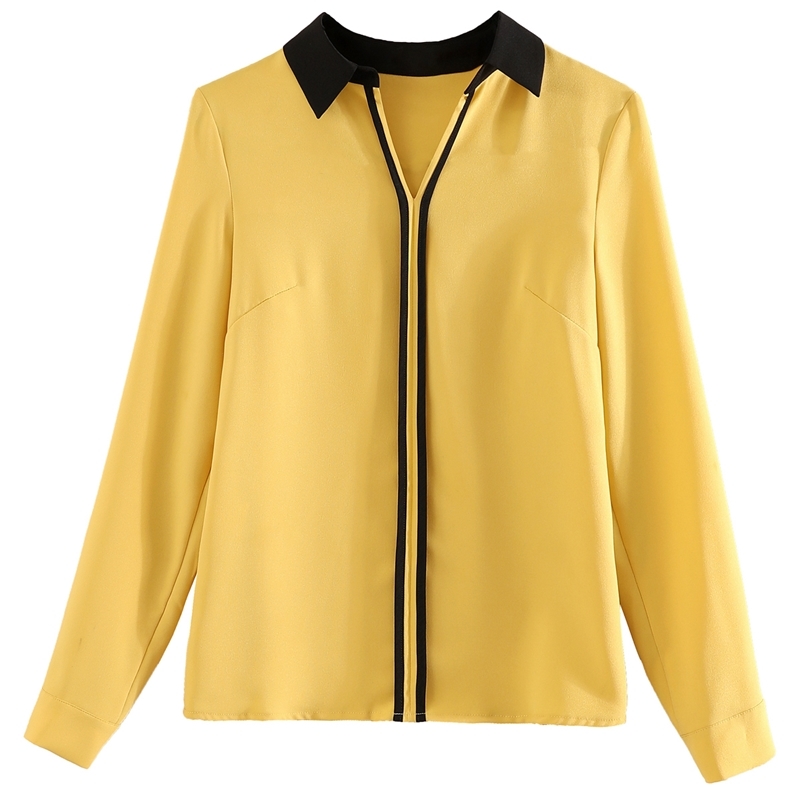 Women Blouse ladies tops solid Chiffon White Shirt Women's Tops Long-sleeved V-Neck Blusas mujer de moda 938H 210420