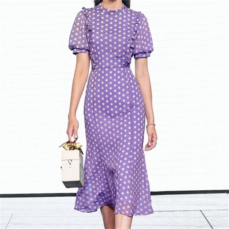 French Wood ears Ruffles Polka Dot Dress Vintage Women O-neck Tie Bow Sashes Maxi Chiffon Dresses Holiday 210603, Picture color
French Wood ears Ruffles Polka Dot Dress Vintage Women O-neck Tie Bow Sashes Maxi Chiffon Dresses Holiday 210603, Picture color