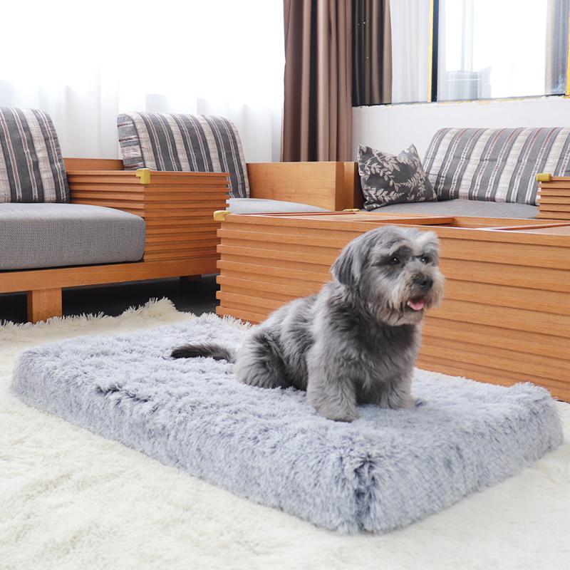 Kennels & Pens Long Plush Dog Bed Pet Cushion Rectangular Blanket Soft Fleece Cat Puppy Chihuahua Sofa Mat Pad For Small Large Dogs